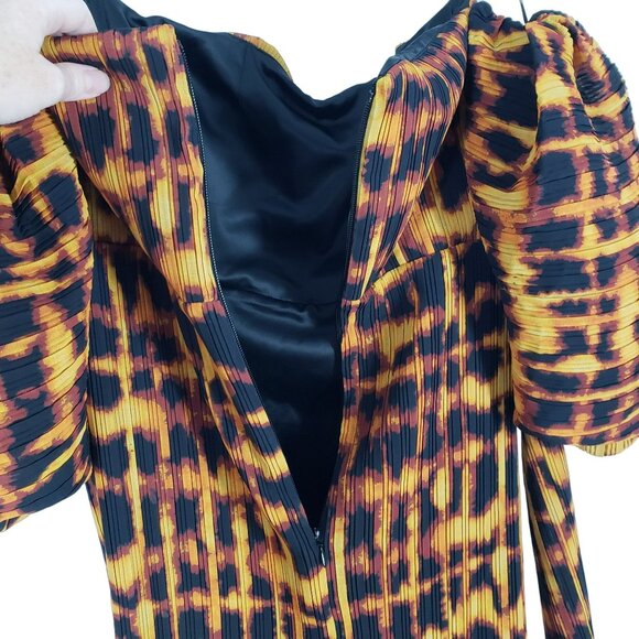 Solace London Leopard Print Mini Dress Mindy Kaling Artsy Exaggerated Sleeve - Picture 11 of 15